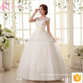 Cap sleeve lace applique cheap puffy ball gown floor length plus size wedding dress